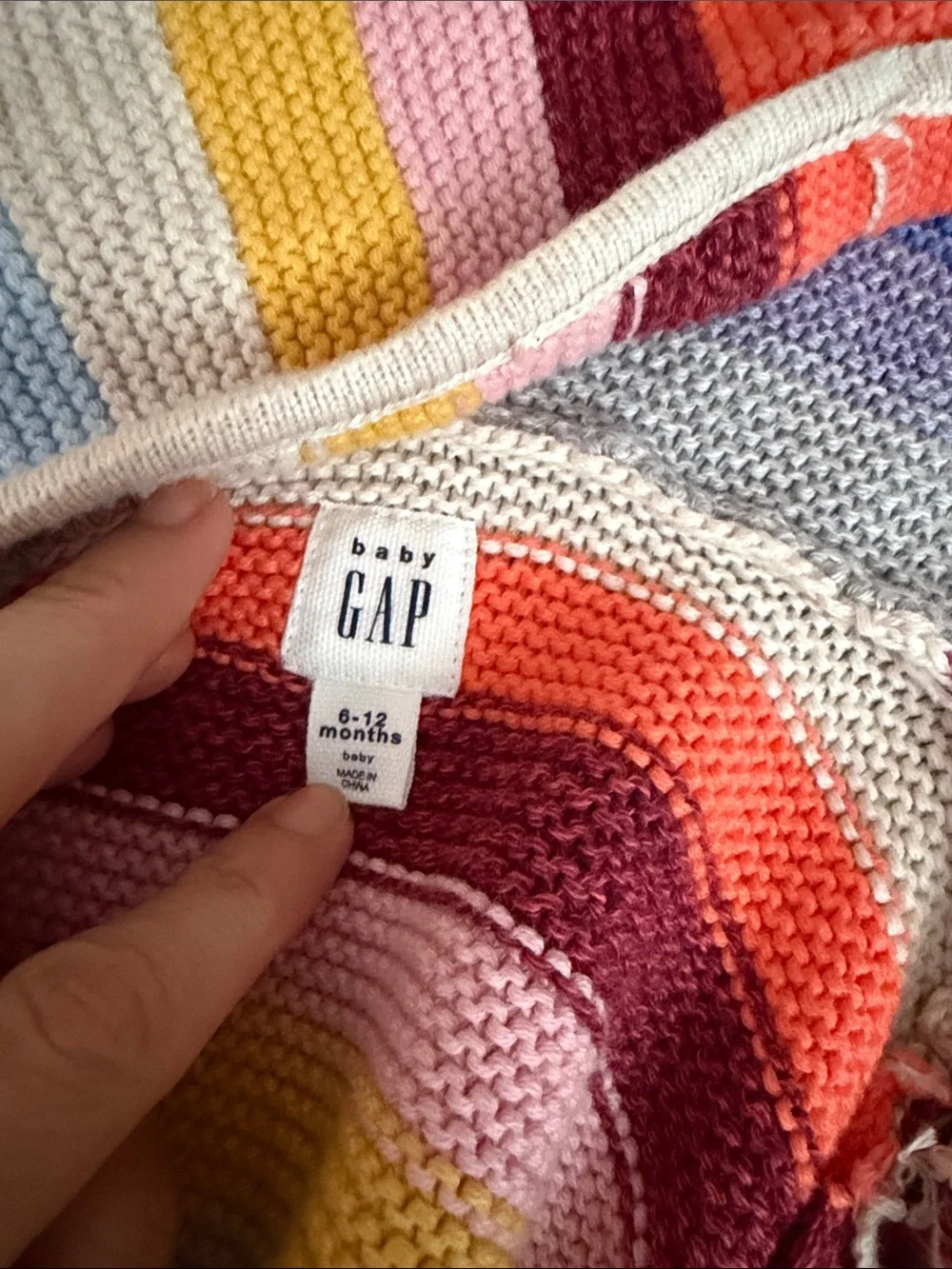 GAP Multicolor Striped Knit Hoodie Sweater with baby bear ears
